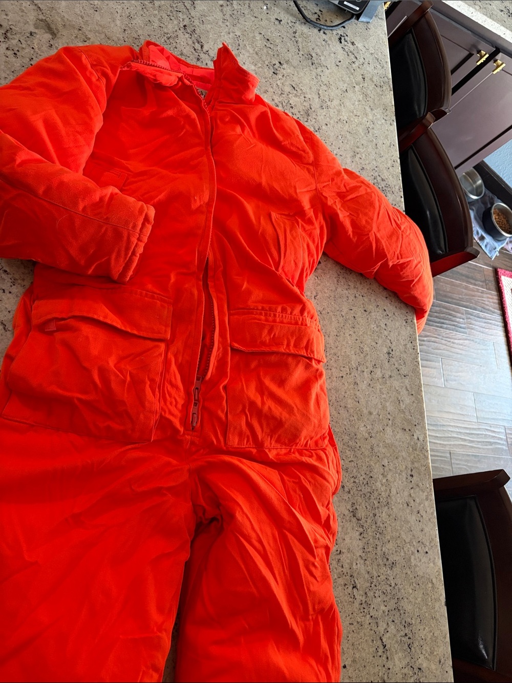 Cabela's Men's Bright Orange Down filled hunting coveralls